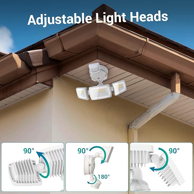 USTELLAR 1 Pack 55W LED Security Lights Motion Sensor Light Outdoor with Remote Control, Dusk to Dawn LED Flood Lights 5500LM 5000K, IP65 Waterproof, Exterior Flood Light for Garage, Yard, House, Eave