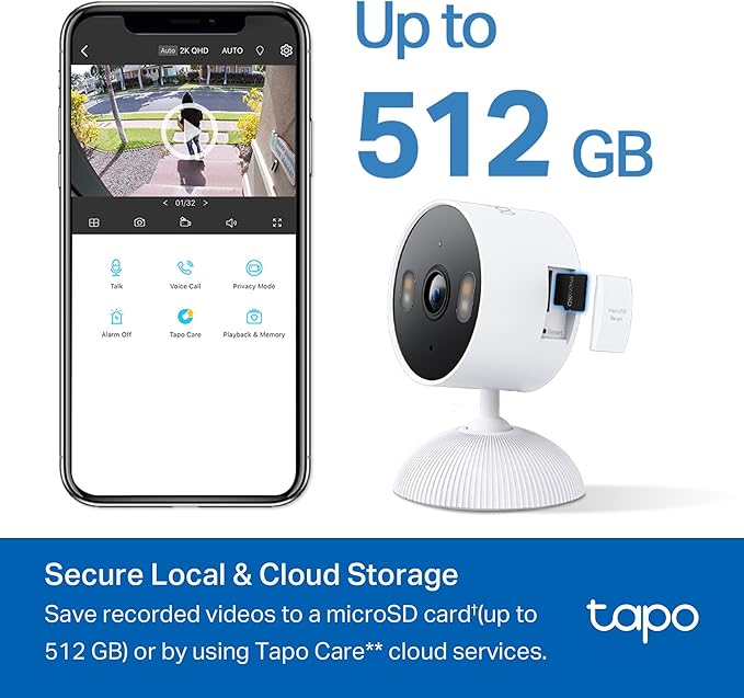 Tapo 1080p Indoor/Outdoor Security Camera - Free Person/Motion/Baby Cry Detection, Color Night Vision, IP65 Weatherproof, SD/Cloud Storage, Works w/Alexa & Google Home HybridCam