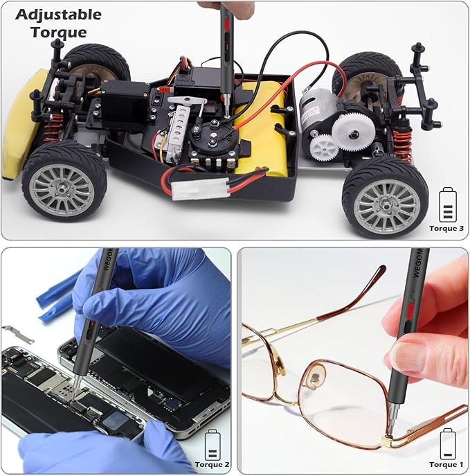 Mini Electric Screwdriver Set,55 in 1 S2 Magnetic Bits,LED Light,3.7V Small Electric Precision Screwdrivers kit,3 Torque Settings,Cordless Power Screwdrivers Repair Tool for Phone,Camera,Laptop