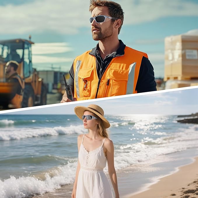 ProtectX Stylish Anti-Fog & Scratch-Resistant Safety Glasses With Readers, UV Protection Goggles, Anti-Impact Lightweight Glasses for Men＆Women Tinted Smoke Blue