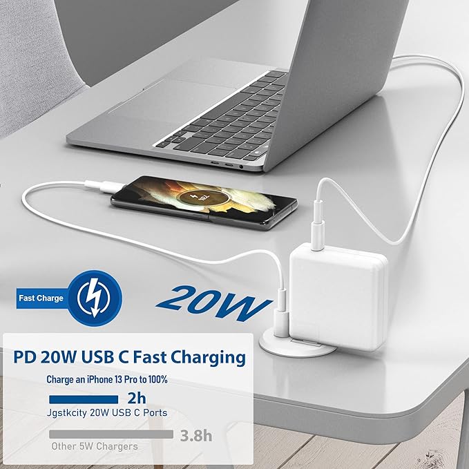 2 inch Desk Power Grommet with PD 20W USB C,Ultra-Flat Plug Power Strip,Recessed Outlet,Desktop Power Grommet for Office PC Desk Cable Cord Cover,Table Outlets for Home, Office,6 ft Cable(White)