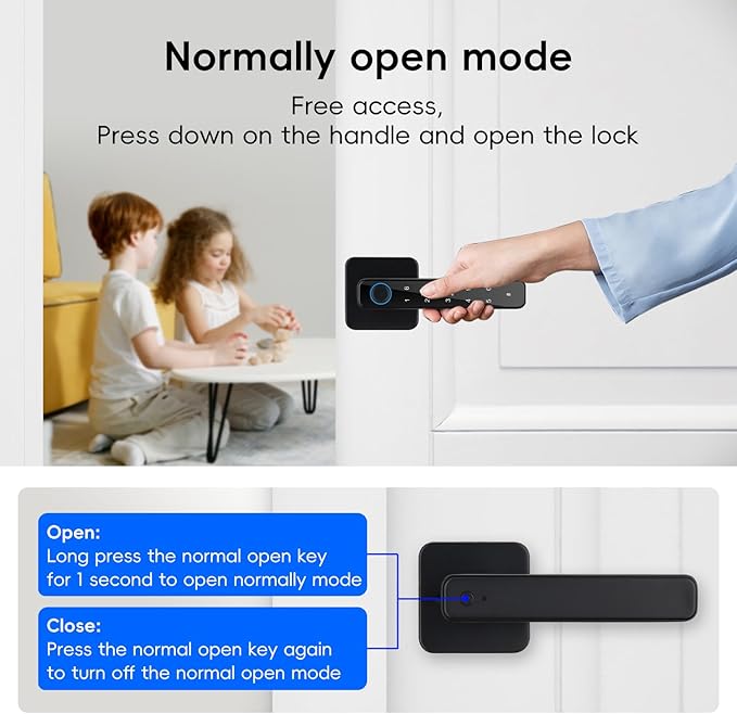 Smart Door Knob with Key & Keypad, Bluetooth Keyless Entry, Biometric Fingerprint Door Lock - Privacy & Passage Doorknob Functions for Home, Bedroom, Office, and Apartment