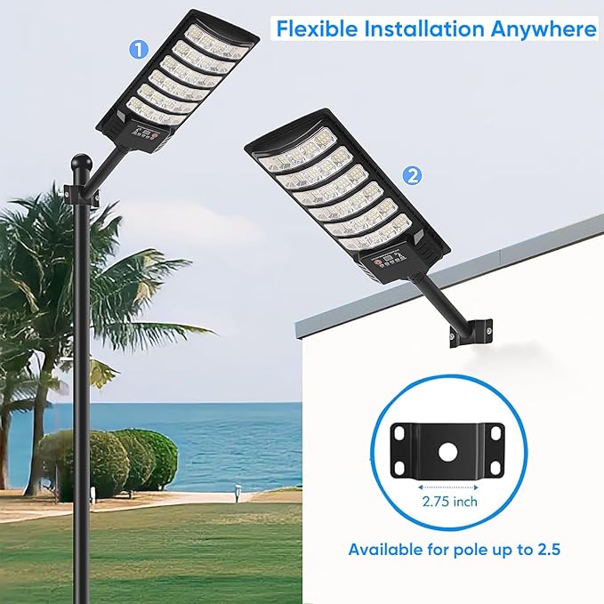 4 Pack Solar Street Light Outdoor 30000LM 6500K Waterproof Motion Sensor LED Solar Powered Flood Light with Remote Control Dusk to Dawn Commercial Area Lighting for Outside Parking Lot