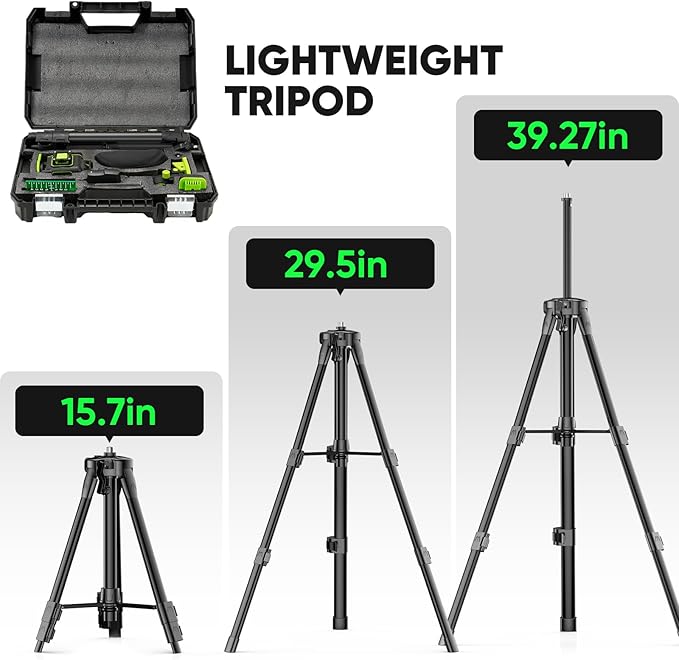 Laser Level 360 Self Leveling with Tripod, Elikliv 4D Laser Level, 165Ft Green Laser Level Lines Tool, 4x360° Cross Line Laser for Construction, Picture Hanging, Floor Tile, Renovation
