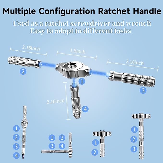 40 in 1 Magnetic Ratchet Screwdriver Set, DIY Ratchet Screwdriver Set with T Detachable Ratchet Handle, Portable S2 Tools for Furniture Assembly, Precision Electrical Appliance Repair, Bicycle Tools