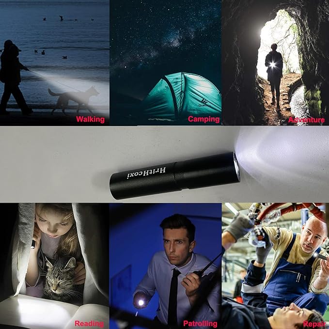 Rechargeable Mini LED Flashlights, 6pcs High Brightness Flash Light with Lithium Battery 3 Mode XPE 1200 Lumen Waterproof Zoomable Torch with USB Cable for Camping, Hiking, Riding, etc