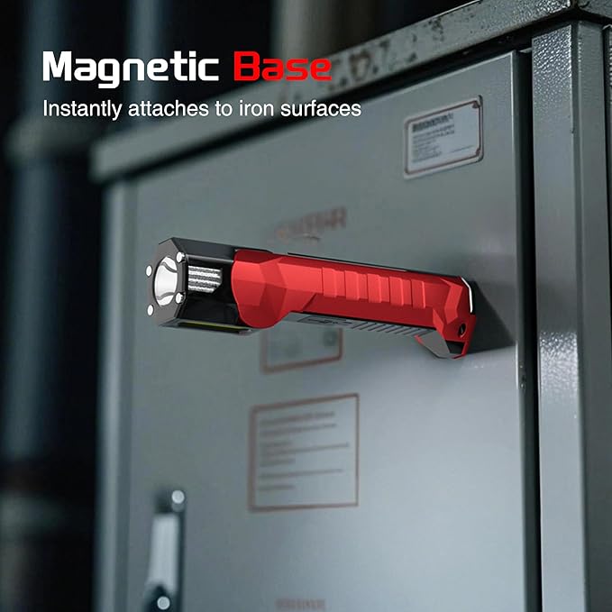 Anhay Rechargeable Work Light, 1200 Lumens LED Work Light with 160° Swivel Head, Magnetic Base & Hooks, 6 Lighting Modes Magnetic Work Light for Car Repairs, Emergencies, and Power Outages