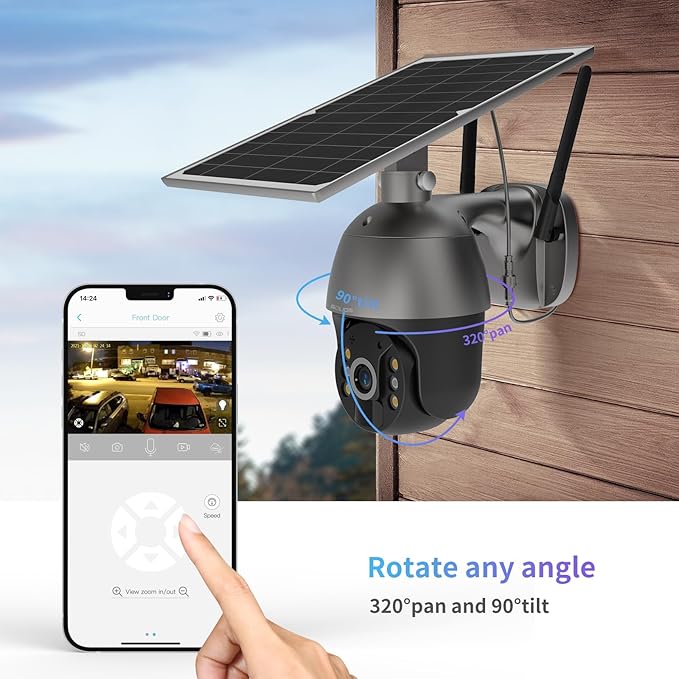 SOLIOM S600 3G/4G LTE Solar Powered Cellular Security Camera Wireless Outdoor, Pan Tilt 360°View Spotlight, 1080p Night Vision, 2 Way Talk, PIR Motion Sensor, No WiFi, US Version, Unlimited Data Plan