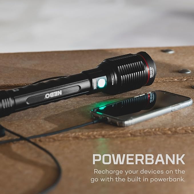 NEBO Redline 6K Rechargeable Flashlight | 6000 Lumens, 4 Light Modes, Durable Metal & Waterproof, Bright Tactical Light for Camping, Hunting & EDC, Includes Charging Cable