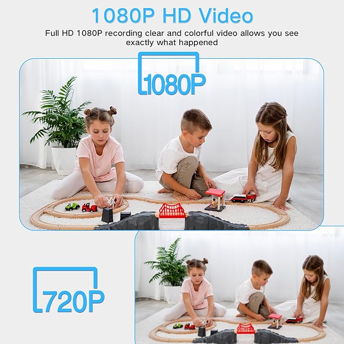 WiFi Indoor Security Camera with Clock Wireless 1080P HD Nanny Cam with Night Vision, Motion Detection Surveillance Cameras for Home, Pets, Office