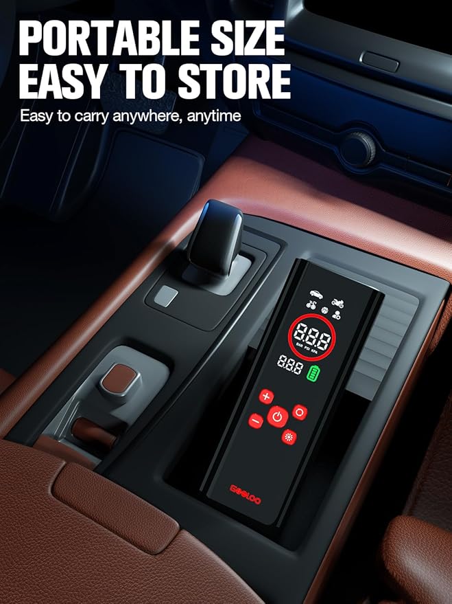 GOOLOO AP150 PRO Tire Inflator Portable Air Compressor, Upgraded UI Color LED Screen & 4X Faster Car Tire Air Pump with Tire Pressure Gauge, 12V Electric Tire Pump with Auto Shut-off for Car,Bike,Ball