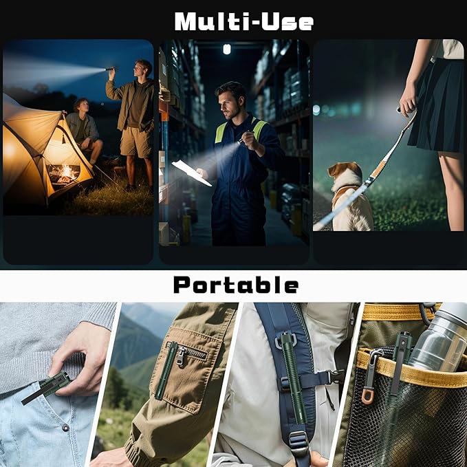 VTIGER T2A Compact EDC Flashlight,1500 High Lumens AA Rechargeable LED Flashlight, Super Bright Small Tactical Tail Switch Pocket Pen Light with Magnet for Camping,Hiking,Outdoor,Home,Emergency