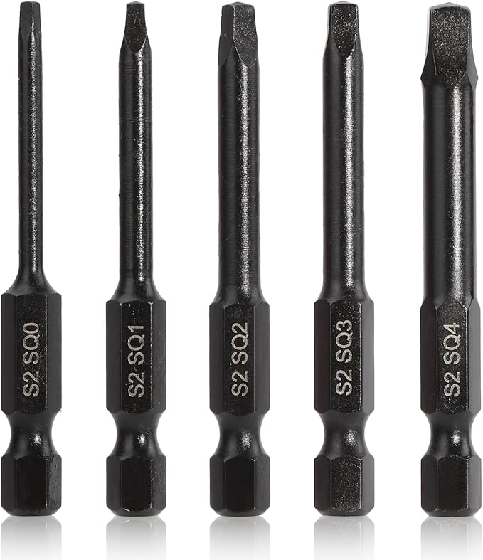 COMOWARE 10pcs Square Bit Set (SQ0-SQ4), S2 Steel 1/4" Hex Bit Set, Tamper-Proof Driver Bits Sets, CNC Tip Magnetic Drill Bitss, 2" Length, Impact Hex Bits Sets For Electronic Devices Disassembly