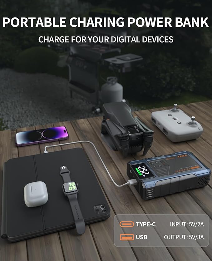 Car Battery Charger Jump Starter with Air Compressor, 4000A Jumper Box for Car Battery Portable Booster Jump Pack, 12V Jumpstart Combo 150PSI Tire Inflator Air Pump(Up to 8.0L Gas/6.5L Diesel)