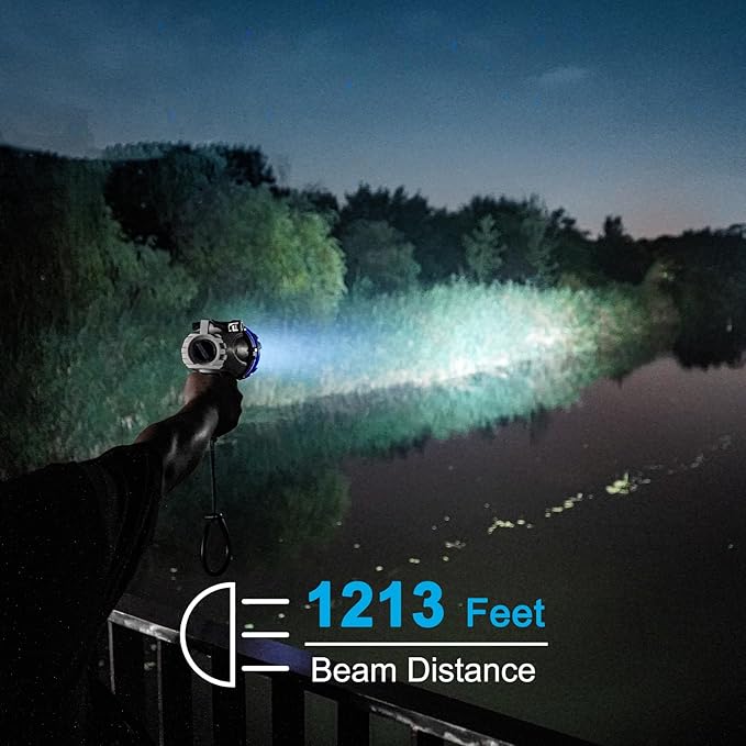GOODSMANN Rechargeable Spotlight Waterproof LED Flashlight 3000 Lumen Submersible Searchlight with USB Adapter Car Charger 9924-H101-01