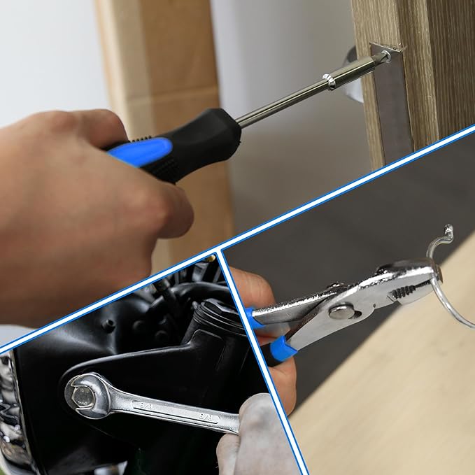 CARTMAN 180-Piece Socket Wrench Auto Repair Tool Combination Package Mixed Tool Set Hand Tool Kit with Plastic Toolbox Storage Case Blue