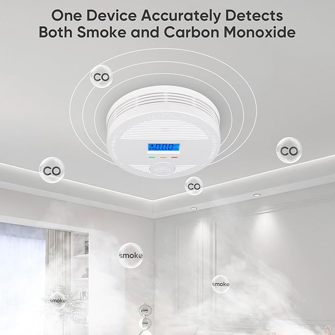 Interconnected Smoke and Carbon Monoxide Detector, 10-Year Battery Wireless Interlinked Smoke & CO Alarm with Dual Sensors, Home Fire & CO Safety Protection (3Pack)