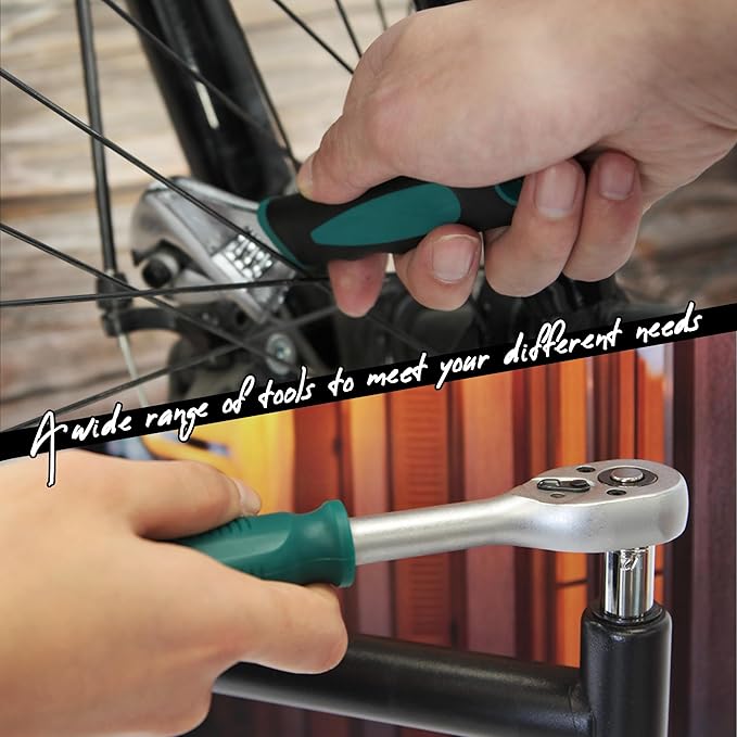 CARTMAN 238-Piece Tool Set with Socket Wrench & Auto Repair Tools Mixed General Household Hand Tool Kit, Green Plastic Toolbox Storage Case Comprehensive DIY, Home & Car Maintenance