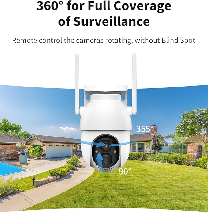 Aume Security Cameras Wireless Outdoor, Add-on Camera for Home Security System with 360° Panoramic View, Spotlight Night Vision, Able to Connect Homebase (not Included), No Subscription