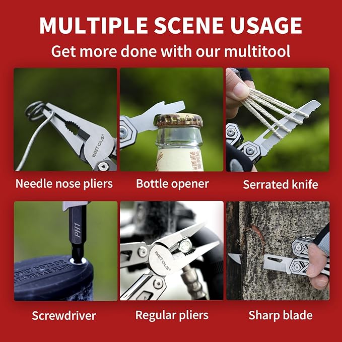 WETOLS Multitool with Pocket Knife, Birthday Gifts for Men Women Mom Dad, 21-in-1 Stainless Steel Pliers with Screwdrivers, Self-locking Multi tools with EDC Sheath, Ideal for Home, Camping, Survival