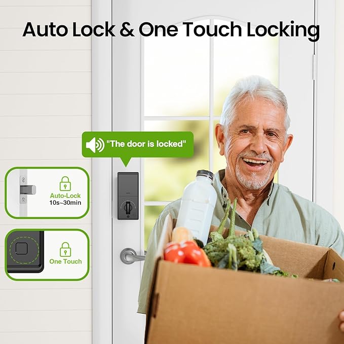 GHome Smart Door Lock KD30, Fingerprint Smart Deadbolt for Front Door, 5 in 1 Keyless Entry Door Lock, App Control, Auto Lock, 0.3s Unlock, Easy Install, for Home/Apartment/Office