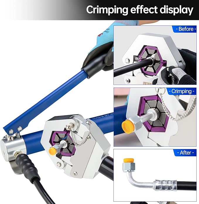 IBOSAD Hydraulic Hose Crimper Hydra-Krimp 71500 Manual A/C Hose Crimper Kit Air Conditioning Repaire Handheld Hydraulic Hose Crimping Tool (Split with Manual Pump)