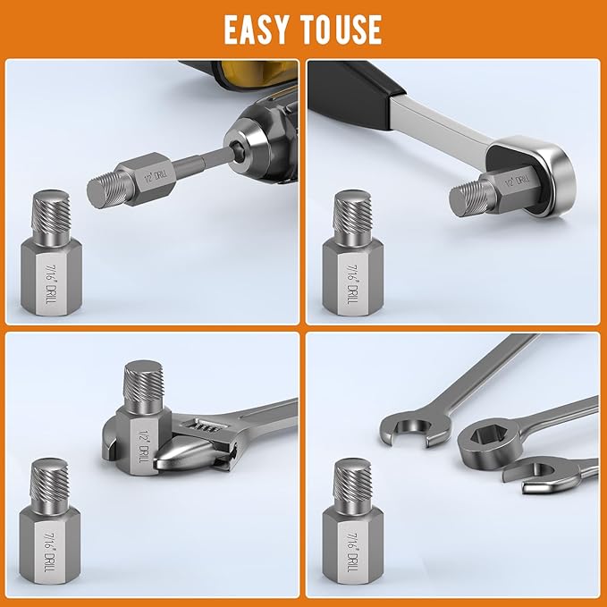 XEWEA Upgrade 15 Piece Screw Extractor Set, 3/8" Inch Impact Easy Out Stripped Screw Bolt Remover Kit Tool, Multi-Spline, for Removing Broken Screws, Bolts, Studs