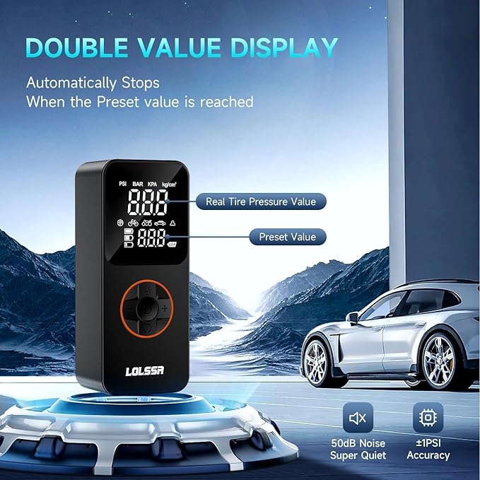 Tire Inflator Portable Air Compressor-Air Pump 20000mAh & 150PSI Cordless Electric for Car, Motorcycle, Bike, Ball, with Tire Gauge Pressure, Dual-Use Type