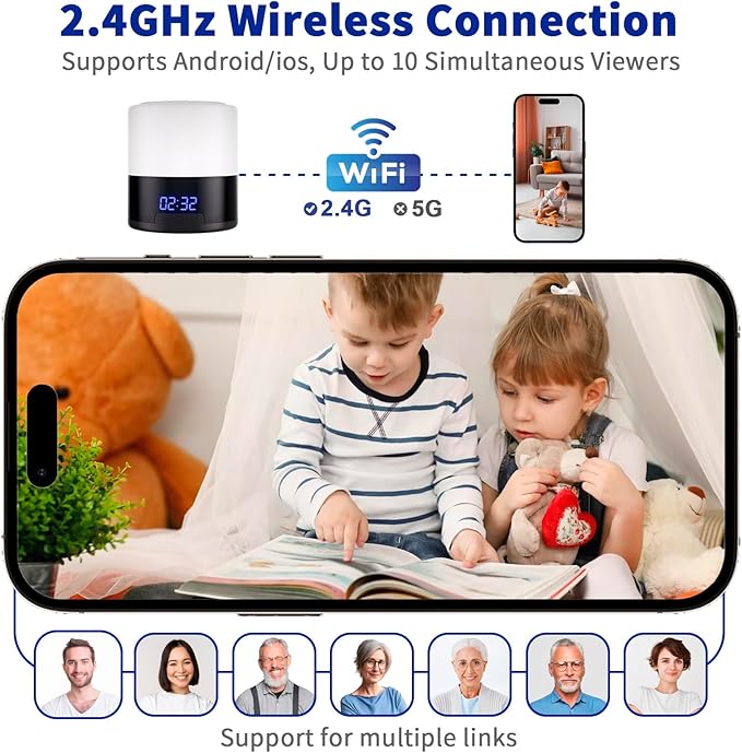 Security Camera with Bluetooth Speaker and Night Light – 1080P Indoor WiFi Camera for Home Security, Motion Detection, Night Vision, App Control, Local & Cloud Storage, Wireless Baby Monitor (White)