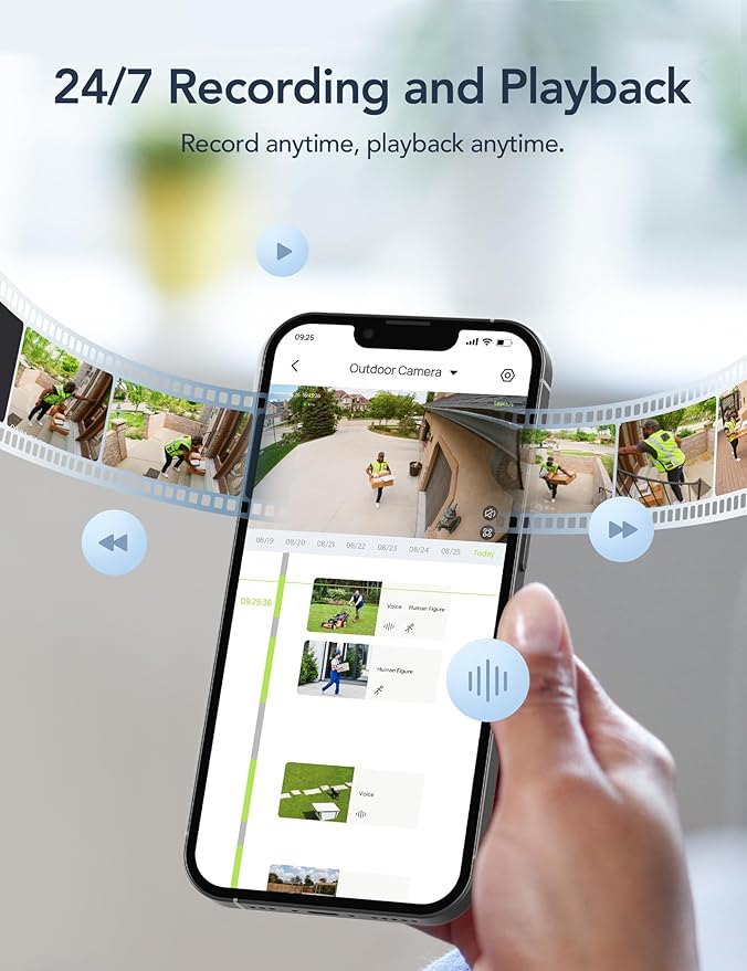 GNCC GK2 Outdoor Security Camera 1080P Home Surveillance with AI Motion Detection, 2.4G WiFi, 355° Pan-Tilt, Color Night Vision, Spotlight, Two-Way Audio, IP65 Waterproof, Cloud & SD Card Storage