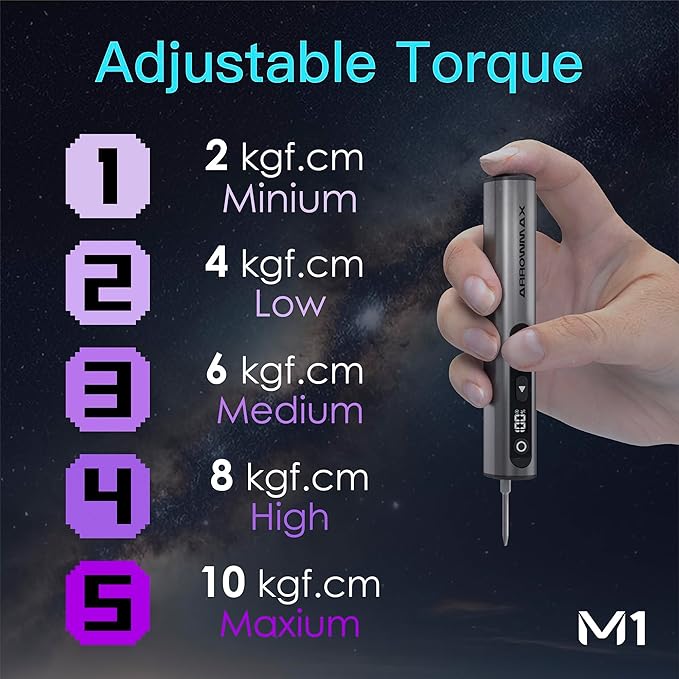 AM ARROWMAX 7.4V Mini Electric Screwdriver & Removable Angle Screw, Precision Electric Screwdriver Set, 60 in 1 Magnetic Bit, 5 Torque Setting, 5/32''Hex, Repair Tools For Phone Camera Watch (M1 PLUS)