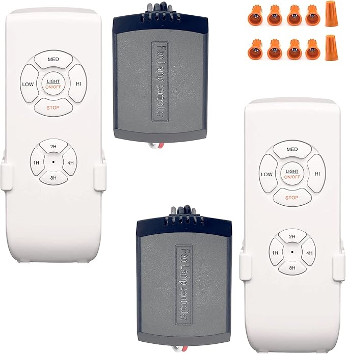 2 Pack Fan Remote Control Kit, Small Size Receiver Ceiling Fan Remote Control Control for Hunter/Harbor Breeze/Westinghouse/Honeywell/Other Ceiling Fan Humpptom Small Size