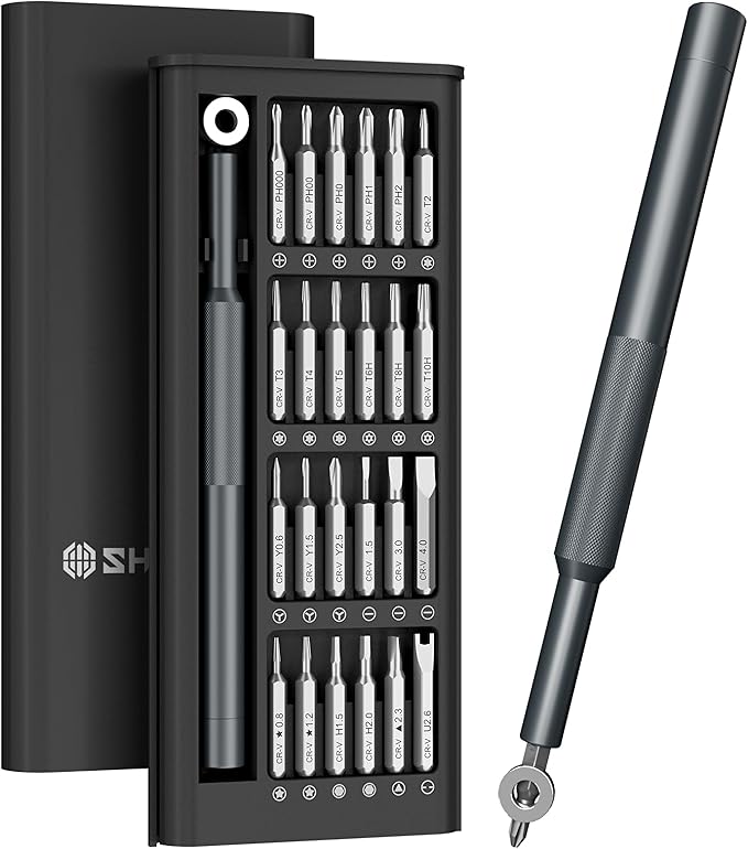 SHARDEN Small Screwdriver Set, 31 in 1 Screw Driver Set Kit with Torx, Phillips, Flathead, Mini Repair Tools Kit for Laptop, Phone, MacBook, Computer, Electronics, Glasses, Watch