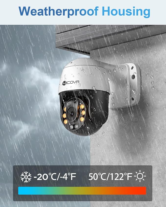 4COVR PoE PTZ Security Camera System, 8X 5MP PoE IP Camera, 8CH 4K NVR & 2TB HDD, 350° Pan 90° Tilt 3X Digital Zoom, Smart Color Night Vision, Two Way Audio, AI Human Vehicle Detection, LYM2XP5M0808