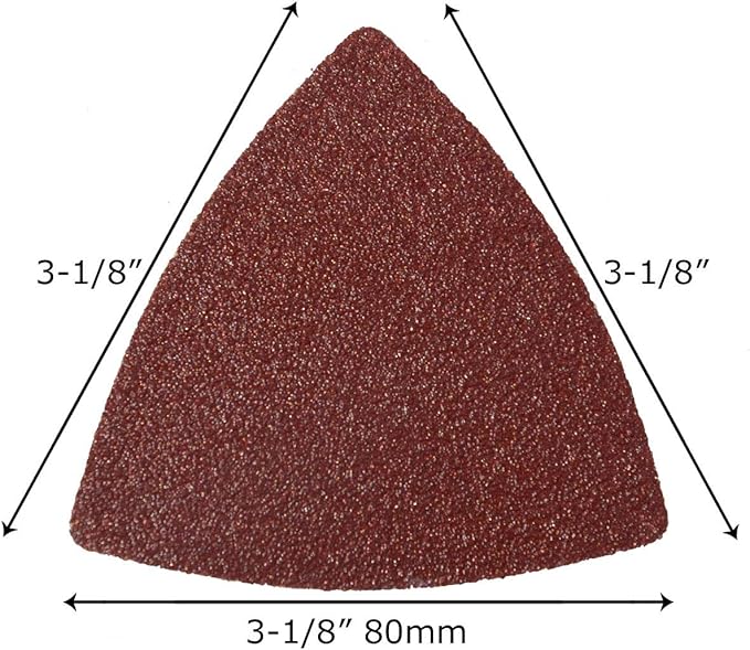 XXGO 3-1/8" 80mm 60 Pcs 60 Grits Triangular Hook & Loop Abrasive Multi Tool Sandpaper for Wood Sanding Fit 3-1/8 Inch Oscillating Multi Tool Sanding Pads XG802060