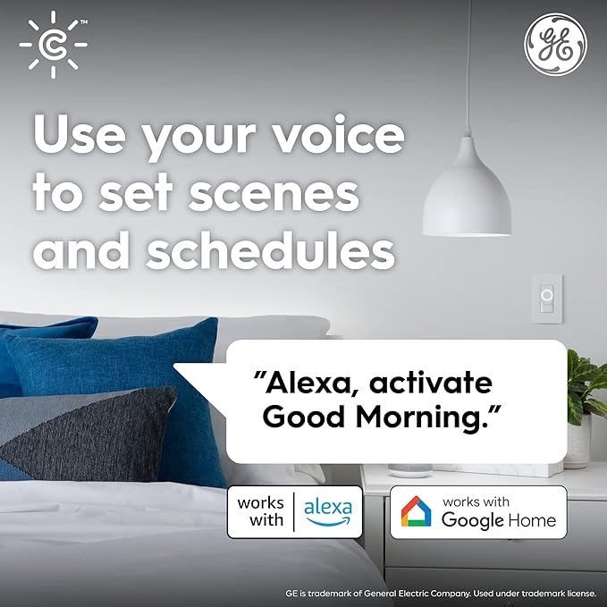 GE CYNC A19 Smart LED Light Bulbs, Soft White, Bluetooth and WiFi Light Bulbs, 60W Equivalent, Work with Amazon Alexa and Google Home, 2 Count (Pack of 1)