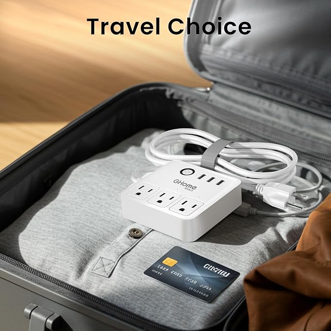GHome Smart Plug Power Strip, WiFi Surge Protector Work with Alexa Google Home, Smart Outlets with 3 USB 3 Charging Port, Multi-Plug Extender for Home Office Cruise Travel and Christmas Light, 10A