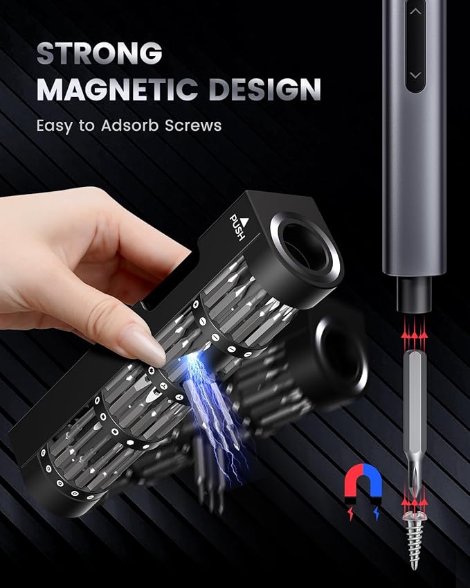 LIFEGOO Mini Electric Screwdriver Set: 66 in 1 Cordless Electric Precision Screwdriver Set - 60 Magnetic Bits, 3-Level Torque, Mini Power Screwdriver Repair Tool Kit for Phone Watch Camera Laptop PC