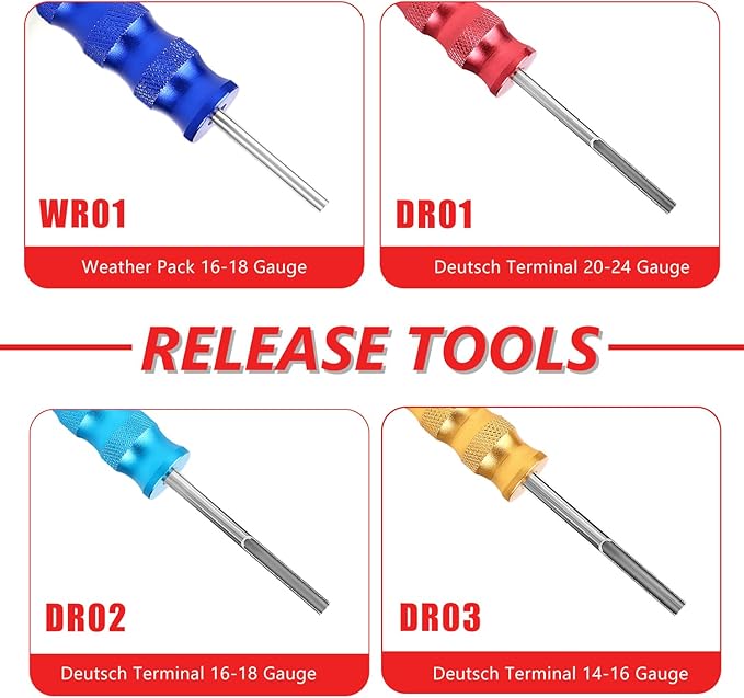 Newdeli Deutsch Crimp Tool Kit 8Pcs Deutsch Connector Tool Molex Crimper Close Barrel & Open Barrel Crimpers with Deutsch Pin Removal Tool for Deutsch Connectors and Delphi Molex Terminals