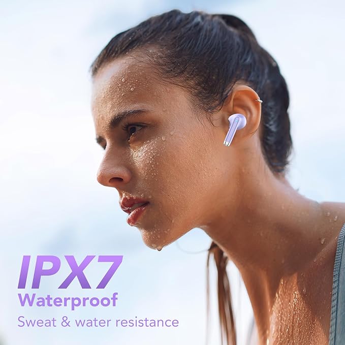 Wireless Earbuds, 2025 New Bluetooth 5.4 Headphones HiFi Stereo with 4 ENC Mic, 40H Mini Ear Buds In-Ear Noise Cancelling Earbuds with Screen, Ultra Light Bluetooth Earphones Purple for Android iOS