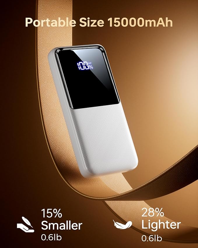 Portable Charger Power Bank - 15000mAh Battery Pack Portable Phone Charger with Built in Cables 22.5W Fast Charging Powerbank Compatible with iPhone Android Samsung Phone, Travel Camping Essential