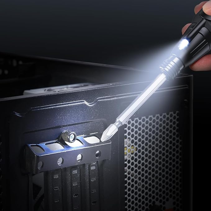 ORIA Electric Screwdriver Cordless, Rechargeable Power Screwdriver Set, Portable Repair Screwdriver Kit with LED Lights, Charging Cable, Bit Holder for Electronics, Toys, Glasses, Black