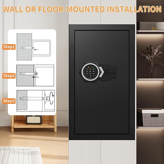 6.1 Cu ft Extra Large Home Safes Fireproof Waterproof, Anti-Theft Money Safes, Fire Safe Box With Digital Keypad & Lock Box and Led Light, Fireproof Box for Home Money Documents Valuables