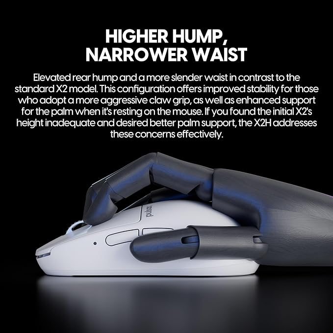 Pulsar Gaming Gears - X2H eS Wireless Gaming Mouse, Limited Edition, Symmetrical, Optical Switch, OLED Display, Driverless, PAW3395 Sensor, 100H Battery, 4K dongle Included (Medium, White)