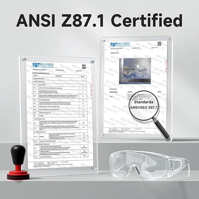 ANSI Z87.1 Safety Glasses Over Eyeglasses Clear Eye Protection Anti Fog Scratch Goggles for Men Women Bulk 10pcs