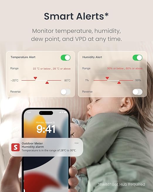 SwitchBot Bluetooth Hygrometer Thermometer 3 Pack with Hub, Smart Humidity Temperature Sensor with App Notifications, 394ft Bluetooth Range, Work with Alexa, Google Home, HomeKit