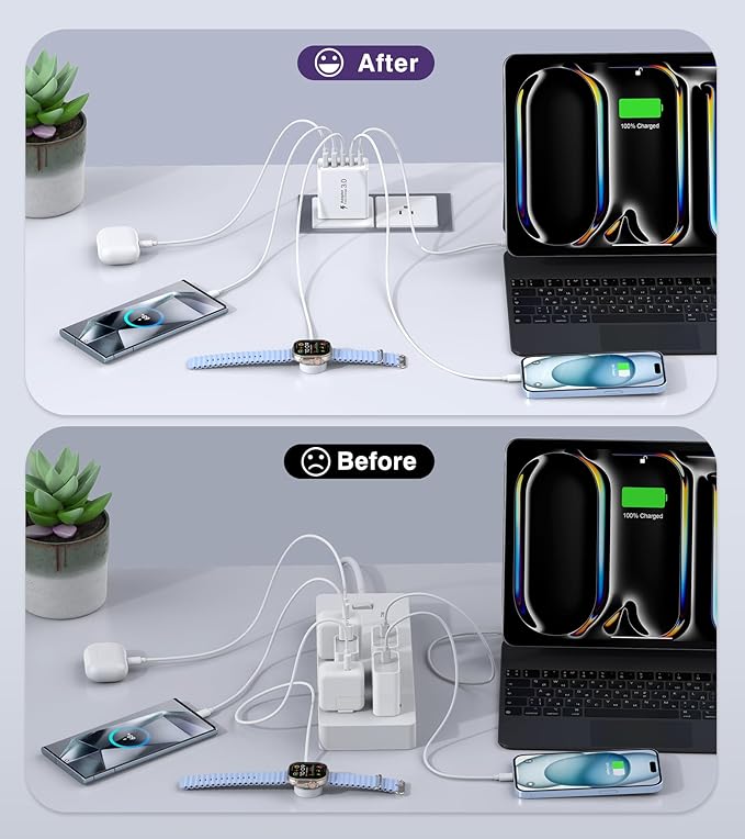 50W USB C Charger Block, 2-Pack Wall Fast Charge Cube Powered Multi-Port Plug Power Adapter Type C Brick for iPhone 16 15/15 Pro Max/14/14 Pro Max/13/13 Pro Max/12/12 Pro iPad, Motorola, LG, Huawei