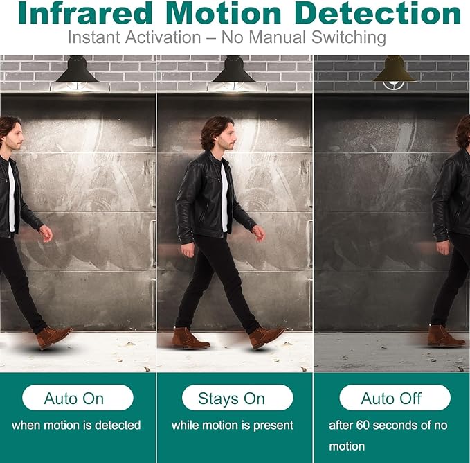 DiCUNO PIR Motion Sensor Light Bulbs Outdoor, 8W (60W Equivalent), Motion Activated Dusk to Dawn Security LED Bulb, for Front Porch, Front Door, 810LM, 5000K Daylight White, 2 Pack