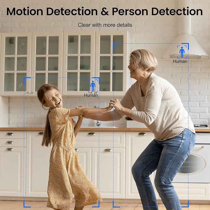 2K Baby Camera-WiFi Home Security Cameras Indoor via One-Tap Call with Elderly/Baby/Nanny, Motion Alert, Local/Optional Cloud Storage, Compatible with Alexa/Google Home, K7 1Pack (2.4GHz Only)