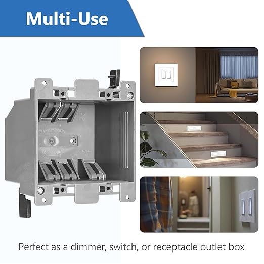 2 Gang Electrical Box Old Work Outet Box, PVC, UL Listed, 48 Pack, Grey